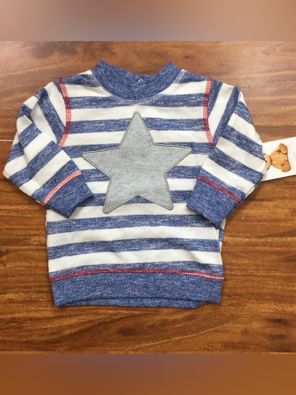 NWT New Rene Rofe Baby Boy Blue Stripe Star Sweatshirt Size 6-9M Casual Coastal